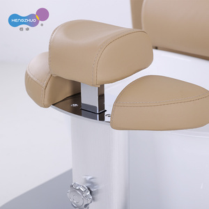 Sillón de Pedicura Eléctrico de 2 Motores con Lavabo de Cerámica, Sistema de Chorro sin Tuberías, Reclinable Ajustable, Mueble de Salón de Uñas en Cuero PU - Product Image 6