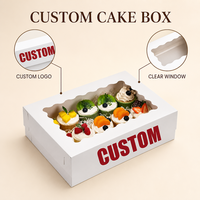 Boîte à gâteau en papier personnalisée avec fenêtre, emballage pour pâtisserie, dessert, pour boulangerie, à emporter, cadeau