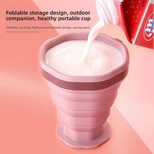 Portable <b>Collapsible</b> Silicone Travel <b>Cup</b> with Lid and Lanyard Reusable Folding Coffee Mug for Outdoor Camping Business Trip - Product Image 4