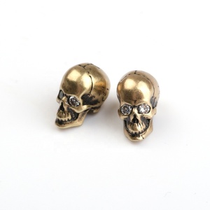 กะโหลกศีรษะลูกปัดไมโครปู CZ ลูกปัดใสลูกบาศก์เซอร์โคเนียตาเสน่ห์ลูกปัดทองแดงสำหรับ DIY สร้อยข้อมือ - Product Image 4