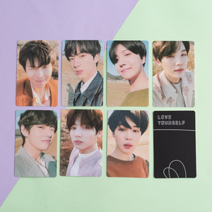 KPOP JIMIN JIN V Idol <span class=keywords><strong>Love</strong></span> <span class=keywords><strong>Yourself</strong></span> Fotocard con Stampa Laser sul Retro, JUNGKOOK RM Selfie Carte LOMO Bifacciali, Cartoline Regalo per Fan - Product Image 6