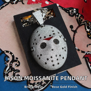 Colgante ZUANFA Personalizado con Certificado GRA, Unisex, del Protagonista Jason Voorhees de Friday the 13th, con Moissanita VVS, Joyería Hip Hop, Plata 925 - Product Image 1