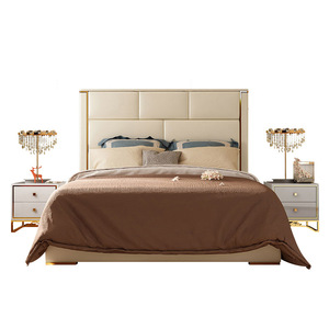 Cama King Size de Cuero Genuino Azul Montgomery de 1.8 M, Cama de Cuero Italiana Moderna de Lujo FD-007 - Product Image 6