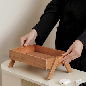 <b>Solid</b> <b>Wood</b> Desktop Storage Box Rectangle 1 Compartment Standing Type For <b>Desk</b> Neatening Storage - Product Image 1