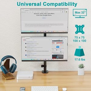 Nuevo Soporte Ergofirst para <span class=keywords><strong>2</strong></span> Monitores de 32 Pulgadas, Articulado Verticalmente, de Acero, con Capacidad de 8 kg, Inclinable y Giratorio, Color Negro - Product Image 3