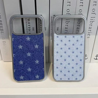 Coque arrière style INS à motif étoiles cowboy pour iPhone 17 13 11 Pro Max, avec bord argenté électroplaqué, compatible iPhone 18