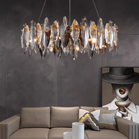 Lustre moderne de luxe en cristal K9 gris, luminaire suspendu pour hôtel, chambre, salon, salle à manger