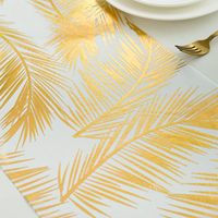 Nouvel accessoire de cuisine Skymoving : Chemin de table personnalisé en or, luxueux chemin de table en feuilles de palmier dorées métalliques en rouleau
