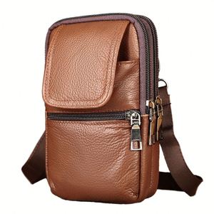 Riñonera de Cuero Genuino para Hombre, Impermeable, con Estampado Animal, Pequeña, Portátil, con Cierre de Cremallera, Compacta, para Celular - Product Image 1