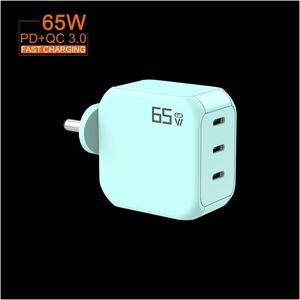 Gan <span class=keywords><strong>Tech</strong></span> เครื่องชาร์จ3.0 PD ขนาด65วัตต์สำหรับเดินทาง, ที่ชาร์จติดผนังแบบพกพาได้รวดเร็วปลั๊กอินเดีย3ช่องเสียบ USB C - Product Image 3