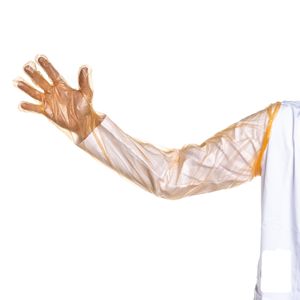 Gants en polyéthylène roses jetables pour salle blanche agricole et examen vétérinaire - Product Image 5