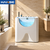 Baignoire Spa de Luxe Autoportante pour Animaux avec Jets de Massage à Air, Système Thermostatique, Robinet de Vidange, Matériau Acrylique