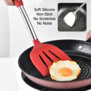 พายคุกกี้ซิลิโคนทนความร้อน <span class=keywords><strong>Turner</strong></span> 2 แพ็คซิลิโคน Slotted ครัวทําอาหารไม้พายชุดเทอร์เนอร์ - Product Image 3