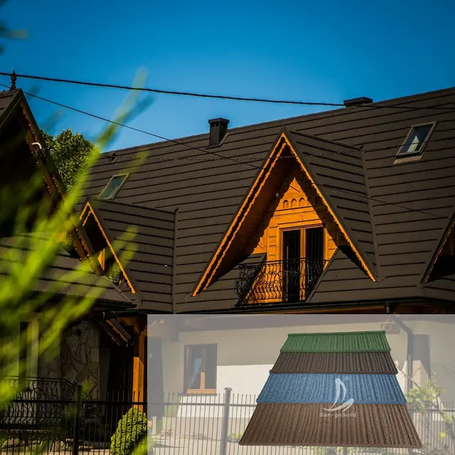 Lista de preços de casa materiais de construção leve colorido mais recente pedra revestida aço telha telhas