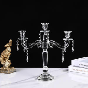 Portavelas de Cristal Transparente Hecho a Mano LANJO, con 5 Brazos, Pantallas de Cristal, Colgantes de Cristal, para Bodas de Lujo, Eventos Navideños - Product Image 4