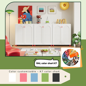 Étagère en métal avec portes à persiennes, vitrine anti-poussière pour livres et objets de collection dans le salon - Product Image 5