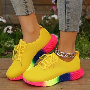 Zapatillas deportivas casuales de punto con plataforma para mujer, talla grande, diseño de correa elástica tipo monje, iluminadas, flexibles y resistentes para QS112A9 - Product Image 5