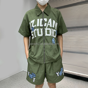 Qianshi Nylon Người Đàn Ông Của Polo Áo Sơ Mi Thời Trang Đường Phố Nặng Sang Trọng <span class=keywords><strong>T</strong></span> Áo Sơ Mi Ve Áo Của Nam Giới In <span class=keywords><strong>Zip</strong></span> up Áo Sơ Mi Và Quần Short Thiế<span class=keywords><strong>t</strong></span> Lập Người Đàn Ông - Product Image 1