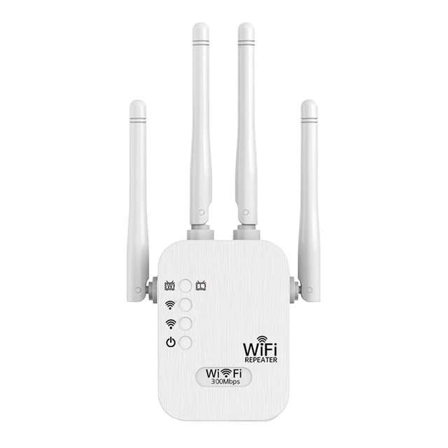 HYZT 300Mbps WiFi Repeater 4*External Antennas Home/Office Use Network Signal Booster 80-120sqm Long Range Extender