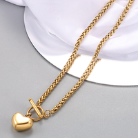 Collar con Colgante de Cadena con Cierre de Corazón, Acero Inoxidable, Joyería para Mujer, Moda Unisex, uno De 50, Precio al por Mayor