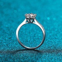 Bague personnalisée en argent sterling S925 avec moissanite GIA 1CT/2CT VVS1, bague de mariage classique micro-incrustée à six griffes réglable