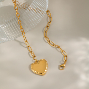 X&L Collana con Ciondolo a Cuore Personalizzato, Placcata <span class=keywords><strong>in</strong></span> <span class=keywords><strong>Oro</strong></span> 18K, Acciaio Inossidabile Impermeabile, Gioielli per Donne - Product Image 6