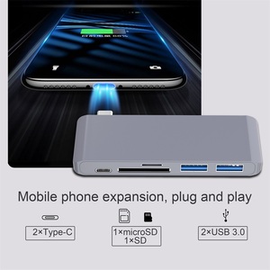 <span class=keywords><strong>5</strong></span> in 1 USB-C 3.0ฮับหลายประเภท C แยกอะแดปเตอร์ USB3.0การ์ดรีดเดอร์สำหรับ MacBook samaung Huawei Google Chromebook <span class=keywords><strong>Asus</strong></span> HP - Product Image 4