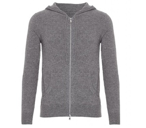 Sudadera con capucha informal de algodón 100% gris con cremallera y corte ajustado para hombre y mujer - Product Image 2