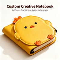 Carnet personnalisé avec logo, motif couleur et couverture en PU en forme de poussin mignon pour carnet cadeau en PU en forme de poussin personnalisé