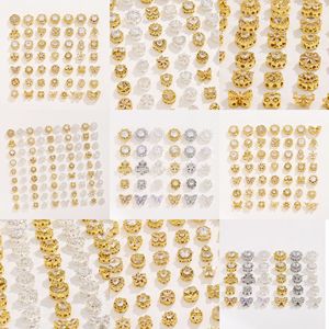 NANTONG Mixed Shape Zircon Spacer Beads Gold Silver Plated <b>Copper</b> DIY Jewelry <b>Bracelet</b> Necklace Findings 14K Plated - Product Image 2