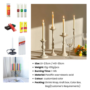 Nến Hình Côn Sáp Parafin Gia Dụng Giá Rẻ Que Màu Trắng Nến Để Bàn Ăn Tối - Product Image 5