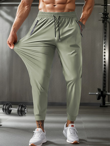 <span class=keywords><strong>Pantalon</strong></span> décontracté droit en soie glacée léger pour <span class=keywords><strong>homme</strong></span>, respirant, extensible, à séchage rapide, <span class=keywords><strong>taille</strong></span> large, pied plat - Product Image 2