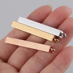 Pendentif rectangulaire vierge en acier inoxydable 3D, poli miroir, pour la personnalisation, bijoux de mode unisexe, accessoires DIY, vente en gros - Product Image 1
