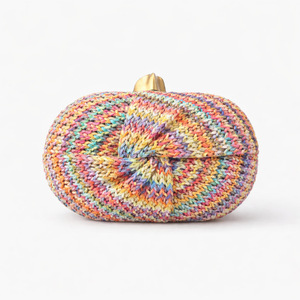 Colorful Crochet <b>Clutch</b> Bag Striped Pattern Handmade Woven Evening Party Fashionable <b>Wedding</b> and Banquet <b>Clutch</b> Bag - Product Image 2
