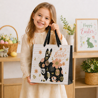 Pafu Oster-Party-Zubehör Oster-Geschenktüten Deko Hase und Eier mit Griffen Recycelte Karton Große Geschenktüten