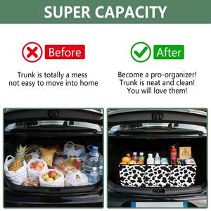 Wholesale Custom Cow Printed Car <b>Trunk</b> Organizer Foldable Grocery Bag with Handles <b>Large</b> Capacity Collapsible Shopping Bag - Product Image 5