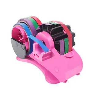 ZHAJIANG Cute Pink Heat Tape Dispenser with Pen Slot and 1& 3 Dual-roll  cores,semi-Automatic Desk 3/4 Sublimation Tape Dispenser & Cut, Designed