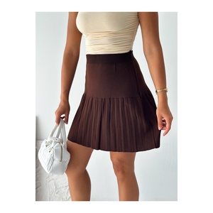 Jupe plissée en tricot à taille élastique pour femme, taille standard, longueur 50 cm - Product Image 3