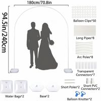 Kit d'arche de ballons blanche, support d'arche de mariage avec bases à eau pour fête d'anniversaire, remise de diplôme, décoration extérieure 2,4 m x 1,8 m