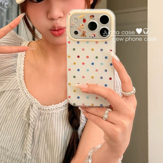 For 16 Colorful Polka Dot TPU Phone Case for Transparent Shockproof Cute Cartoon IMD Boundary Case