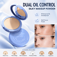 Poudre compacte pressée à double contrôle du sébum, résistante à l'eau et à la transpiration, fini soyeux, pour fixer et retoucher le maquillage, prix de gros, en stock