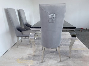 A8029 Tavolo da Pranzo Moderno <span class=keywords><strong>in</strong></span> Marmo Bianco, Set con 4 Sedie, Tavolo da Cucina <span class=keywords><strong>in</strong></span> Acciaio Inossidabile con 6 Sedie <span class=keywords><strong>in</strong></span> Offerta - Product Image 3