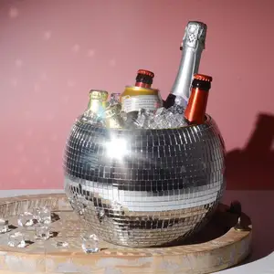 new arrivals crazy party silver reflective laser mosaic Champagne drink mirror ball ice bucket