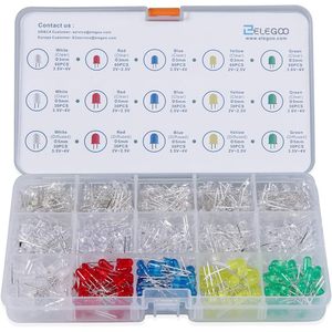 ELEGOO Kit de LED Surtido 3mm y 5mm Difundido Rojo Claro Resina Epoxi Paquete de 600 para Prototipos de Placas de Demostración - Product Image 1