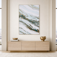 Peinture murale abstraite effet marbre, motif tourbillon turquoise et or, peinture sur toile, décoration intérieure