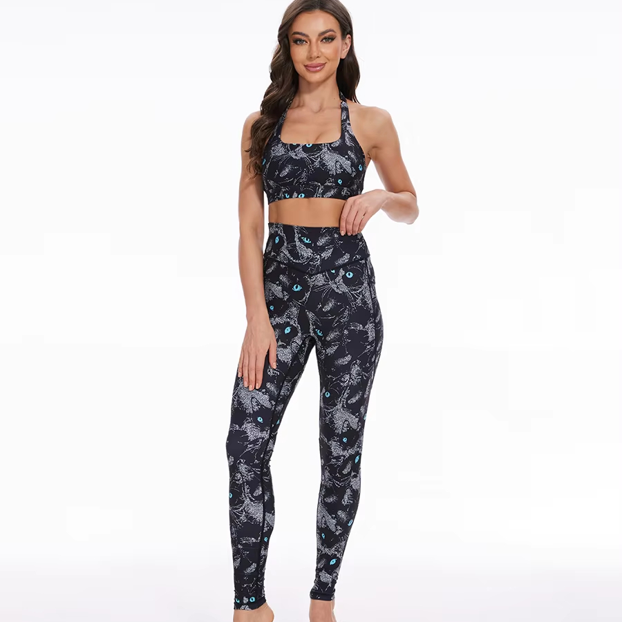Hot Selling Breathable Custom Pattern Fitness Set High Quality Two Piece Yoga Suit Sublimation Printing Active Wear for Women