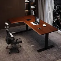 Bureau d'angle en bois en forme de L, réglable en hauteur, style nordique, pour bureau à domicile, jeux et études, vente en gros, directement du fabricant, OEM ODM