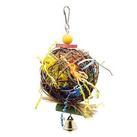 Bolas de hierba tejidas naturales, juguetes para pájaros, juguetes duraderos para viajes al aire libre, juguetes para masticar para loros, hámsteres, conejos