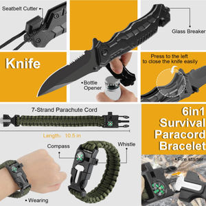 مجموعة أدوات النجاة 19 في 1، معدات الطوارئ للبقاء على قيد الحياة، سكين للصيد والتخييم، أدوات مبتكرة للتخييم - Product Image 2