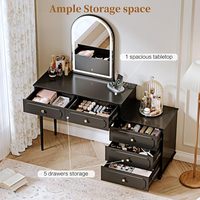 Coiffeuse de chambre moderne en gros avec miroir LED, couleur personnalisable, avec tiroirs et armoire de rangement